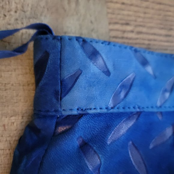 Andrew Marc Blue Suede Leather Cut Out Skirt 10 - Picture 10 of 16